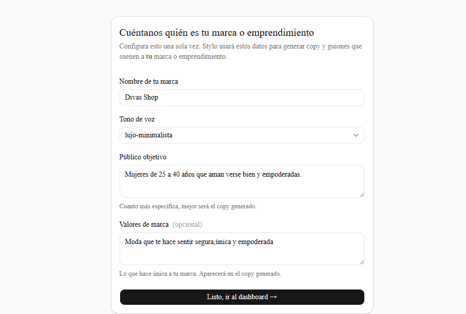 Configuración de marca en Stylo
